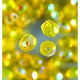 Glasfacettperlen 4mm irisierend gelb
