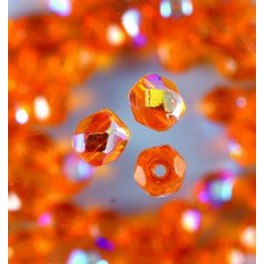 Glasfacettperlen 4mm irisierend orange