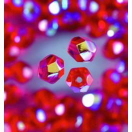 Glasfacettperlen 4mm irisierend rot