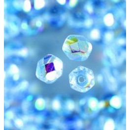 Glasfacettperlen 4mm irisierend hellblau