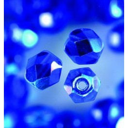 Glasfacettperlen 6mm irisierend blau