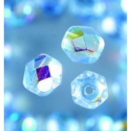 Glasfacettperlen 6mm irisierend hellblau