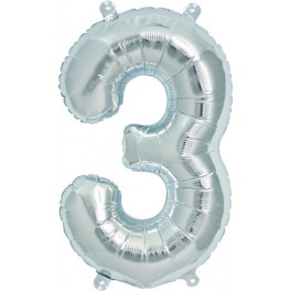 Folienballon silber "3"