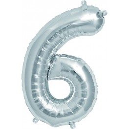 Folienballon silber "6"