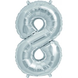 Folienballon silber "8"