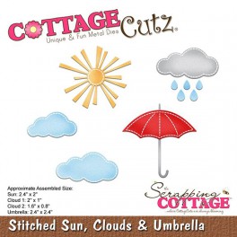 Schneideschablone CottageCutz Stitched Sun, Clouds & Umbrella