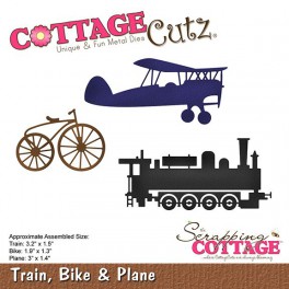 Schneideschablone CottageCutz Train, Bike & Plane
