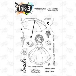 Inkon3 Clear Stamps Rain Or Shine ~ Little Darlings