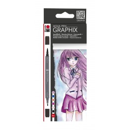 Marabu Aqua Pen Graphix 6er-Sortierung „Ma Ke Manga“ 0145000000101