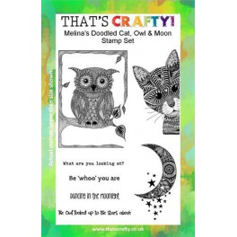 That‘s Crafty! Clearstamp A5 - Melinas Katze, Eule und Mond