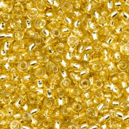 Rocailles 3,5mm mit Silbereinzug goldeinzug