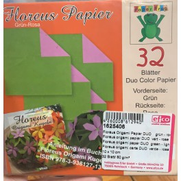 Floreus Origami Papier grün - rosa 10x10cm