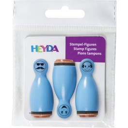 Motivstempel 3er Set Gesichter blau