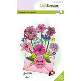 Motivstempelset "Blumenstrauß im Umschlag und Siegeletikett"