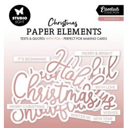 Studio Light Paper Elements Sentiments w/ Rosegold Foil Christmas Essentials