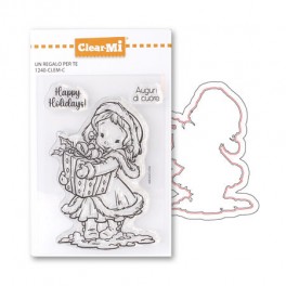 Stamp Set mit Dies "Mädchen mit Geschenk"